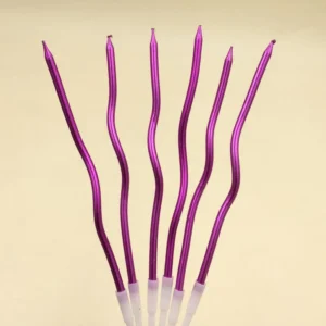 Candle Long Twisted Curly Pink (6 Pack)