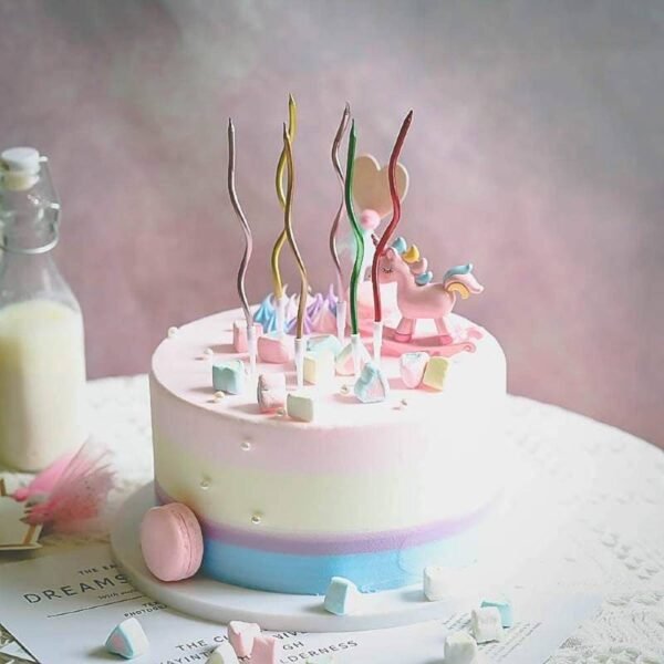 Candle Long Twisted Curly Multicolor (6 Pack)