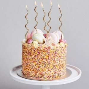 Candle Long Twisted Curly Golden (6 Pack)